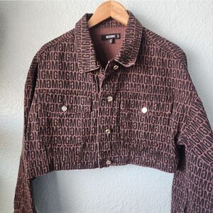 Missguided logo cropped jean jacket new without tags